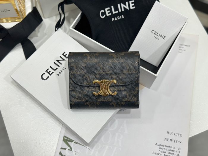 CELINE TRIOMPHE Small Signature Print Flap Wallet